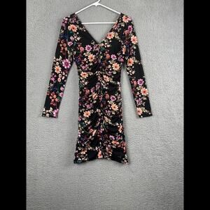 GUESS Dress Womens 4 Black Zipper Long Sleeve Body Con Lined Short Stretch